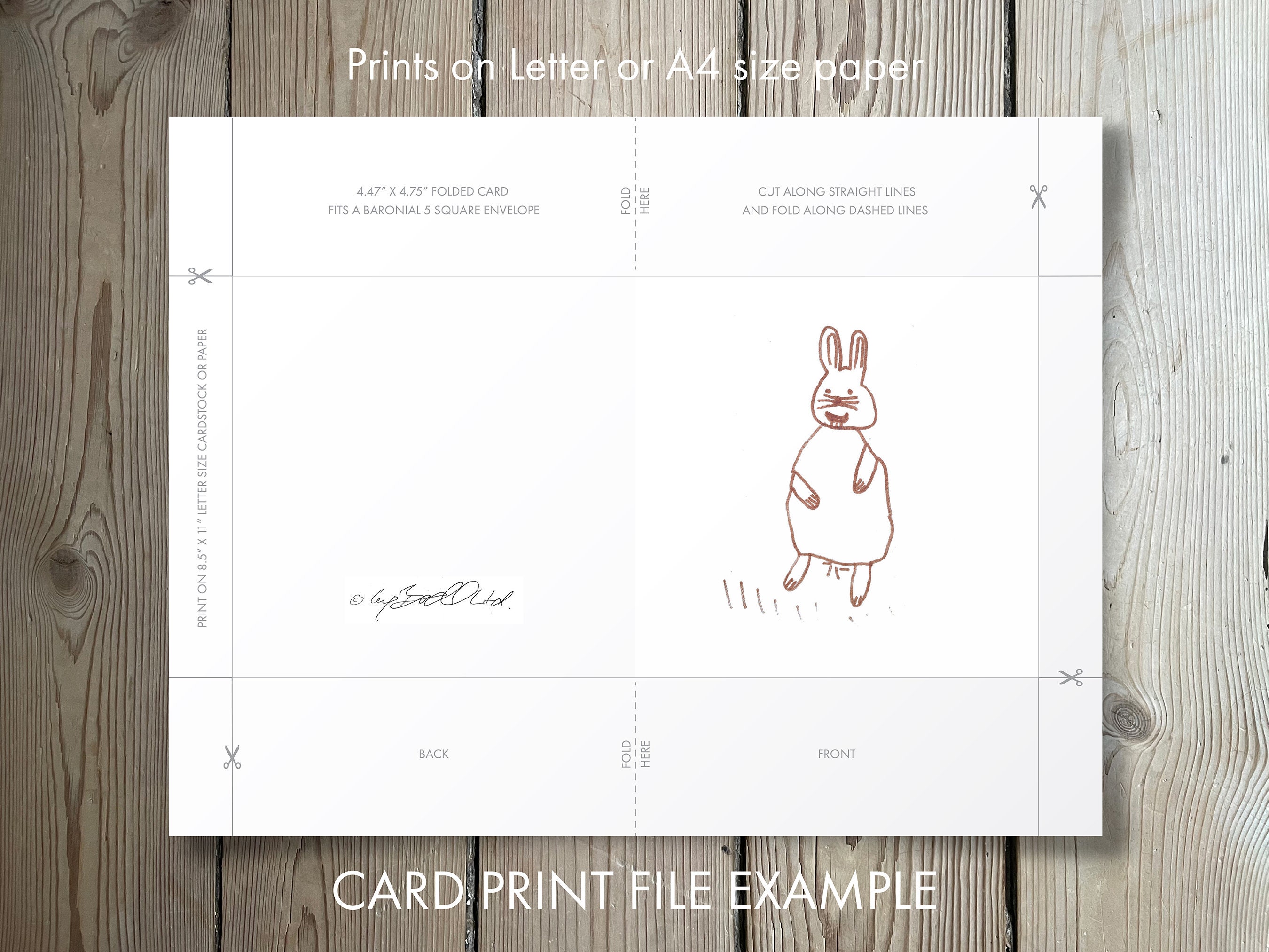 Printable Rabbit Card Funny Bunny Card & Envelopes for Family Easter ...