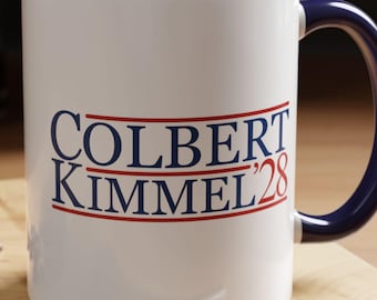 Colbert Kimmel '28 Mug Presidential Election Satire 1st First Amendment Free Speech ABC Disney Protest ATIFA Ant-Fascism Democracy Patriot