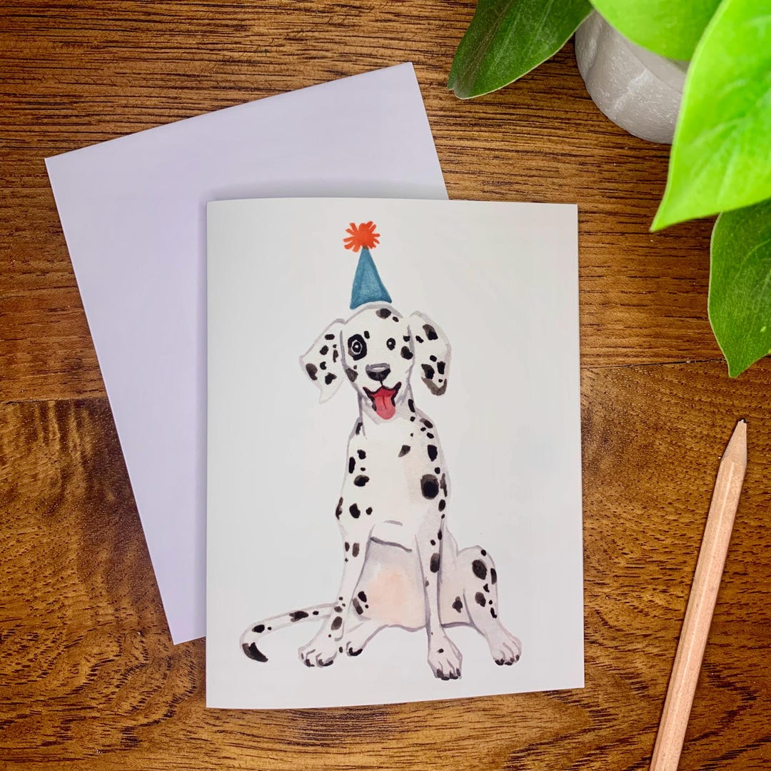Dalmatian Party Dog Card - Etsy