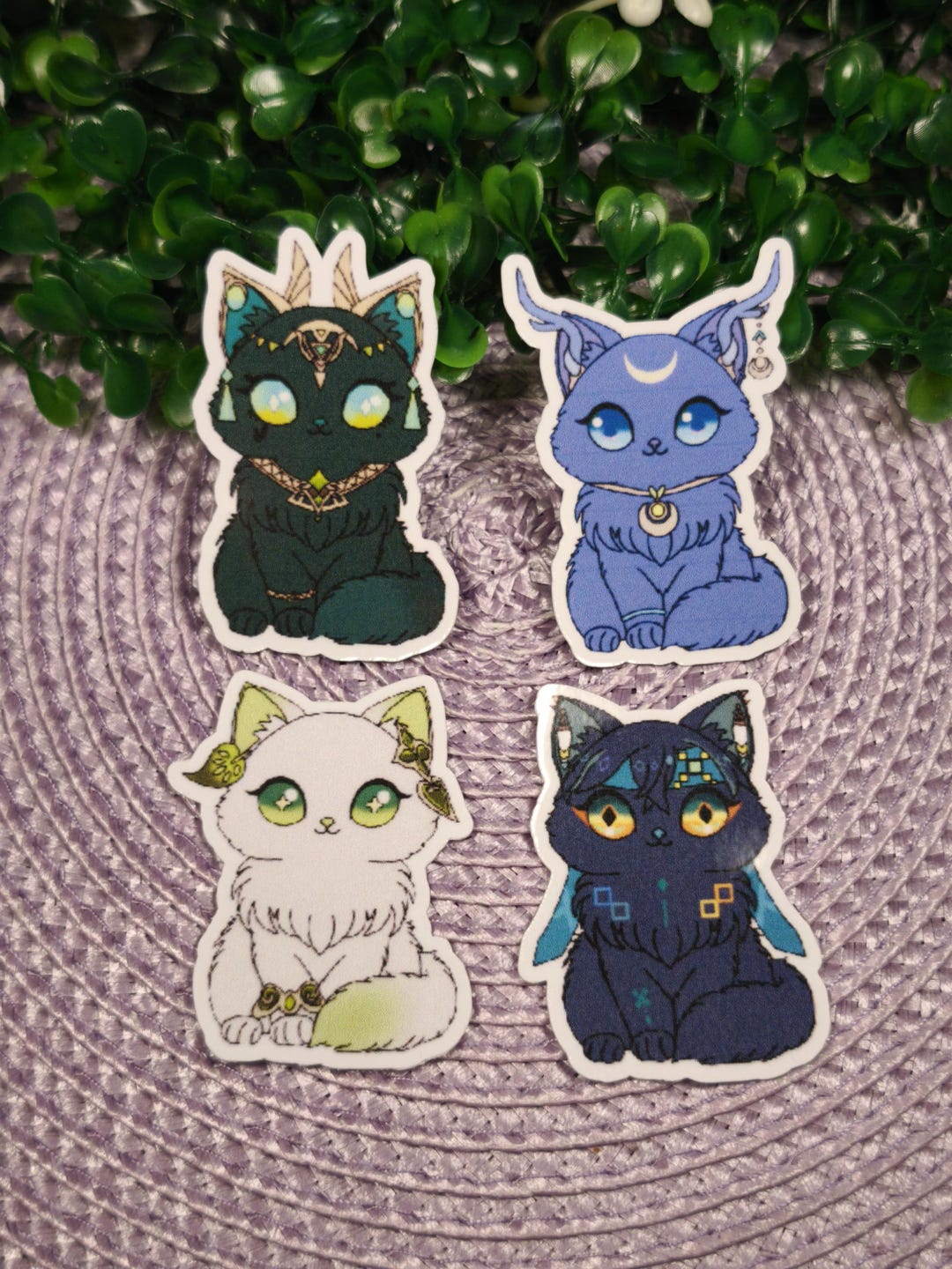 Genshin Impact Cat Stickers - Nefer, Kinich, Nahida and Lauma - Etsy