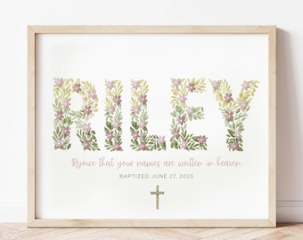 Baptism print, baptism gift for girl, personalized baptism print, custom name, printable baptism gift, Christening Gift, Birthday Gift