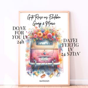 Cadeau de mariage personnalisé en argent, idée cadeau imprimable pour mariage bohème, enveloppe en espèces, cadeau de douche nuptiale unique, thème de l'aventure, carte de camping-car, conception de fourgonnette