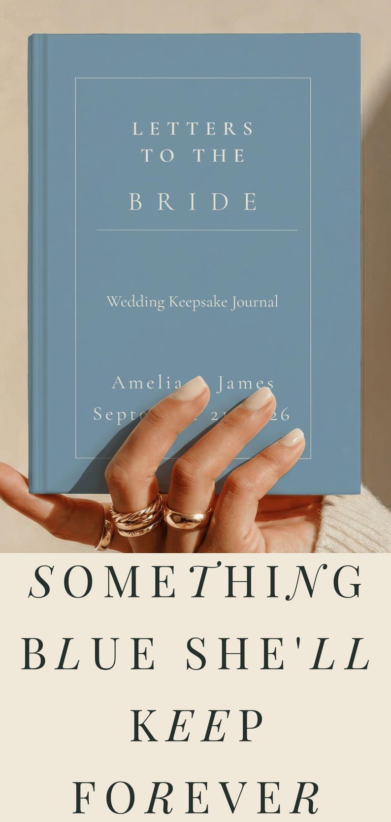Something Blue Letters to the Bride Journal Personalized Wedding Keepsake Hardcover Bridal Shower Gift Custom Wedding Day Keepsake Book image 11