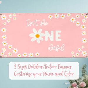 Fondo de primer cumpleaños con margaritas personalizado, decoración de cumpleaños única con margaritas, fondo de flores con margaritas, decoración de fiesta para niña con margaritas, primer cumpleaños floral para niña