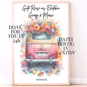 Custom Wedding Money Gift Boho Wedding Printable Gift Idea Cash Envelope Unique Bridal Shower Present Adventure Theme Camper Card Van Design