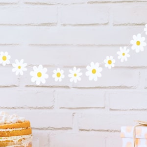 Ghirlanda a catena di margherite Decorazione per feste in stile boho Banner per feste in giardino Ghirlanda a tema margherite boho Banner a margherita Decorazione per ghirlanda di margherite di compleanno Banner