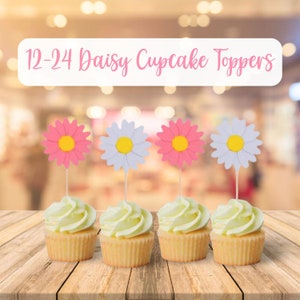 Set di decorazioni per cupcake a forma di margherita, decorazione per cupcake, decorazione floreale per cupcake, decorazione per cupcake, decorazione per baby shower a forma di margherita