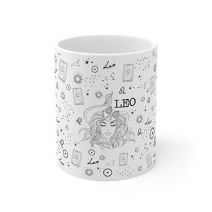 Taza de astrología del signo zodiacal Leo, incluye cartas del tarot, regalo único para entusiastas del horóscopo, taza de té de cerámica de 325 ml, para cumpleaños