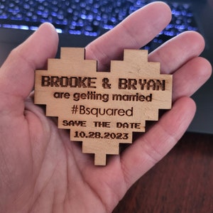 Pixel Wedding Magnet - Unique Save the Date and Wedding Favor | Retro Gaming, Geeky Wedding, 8-Bit Heart, Gamer Wedding Gifts for Guests