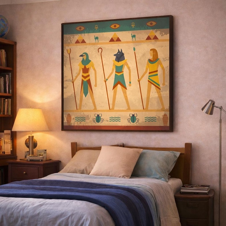 Ancient Egyptian Wall Art | Egyptian Gods Decor | Anubis Horus Art ...
