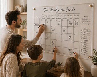 Custom Acrylic Wall Calendar | Family Command Center, Dry Erase , Personalized Family Calendar