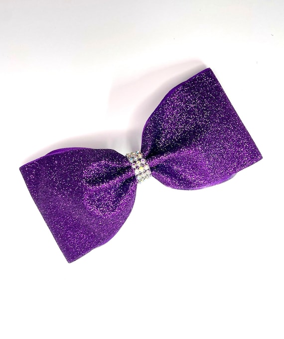 Purple Glitter Tailless Cheer Bow - Etsy display picture 3