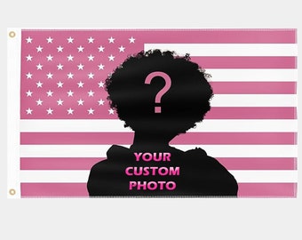 Custom Photo Pink USA America Flag 3X5 Ft Personalized Flags Design Your Image Funny Flag Tapestry Poster Dorm Room, Living Room, Bedroom