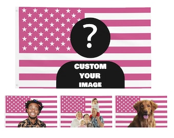 Custom Photo Pink USA America Flag 3X5 Ft Personalized Flags Design Your Image Funny Flag Tapestry Poster Dorm Room, Pink usa flag, Bedroom