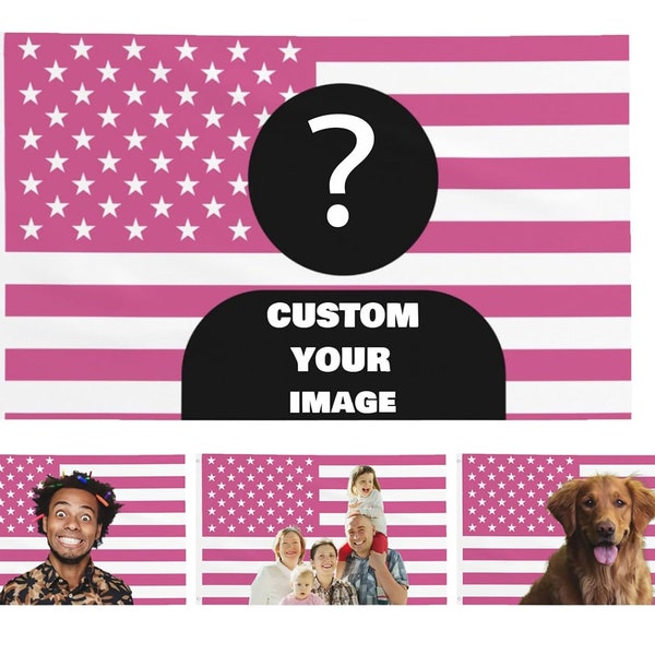 Custom Photo Pink USA America Flag 3X5 Ft Personalized Flags Design Your Image Funny Flag Tapestry Poster Dorm Room, Pink usa flag, Bedroom