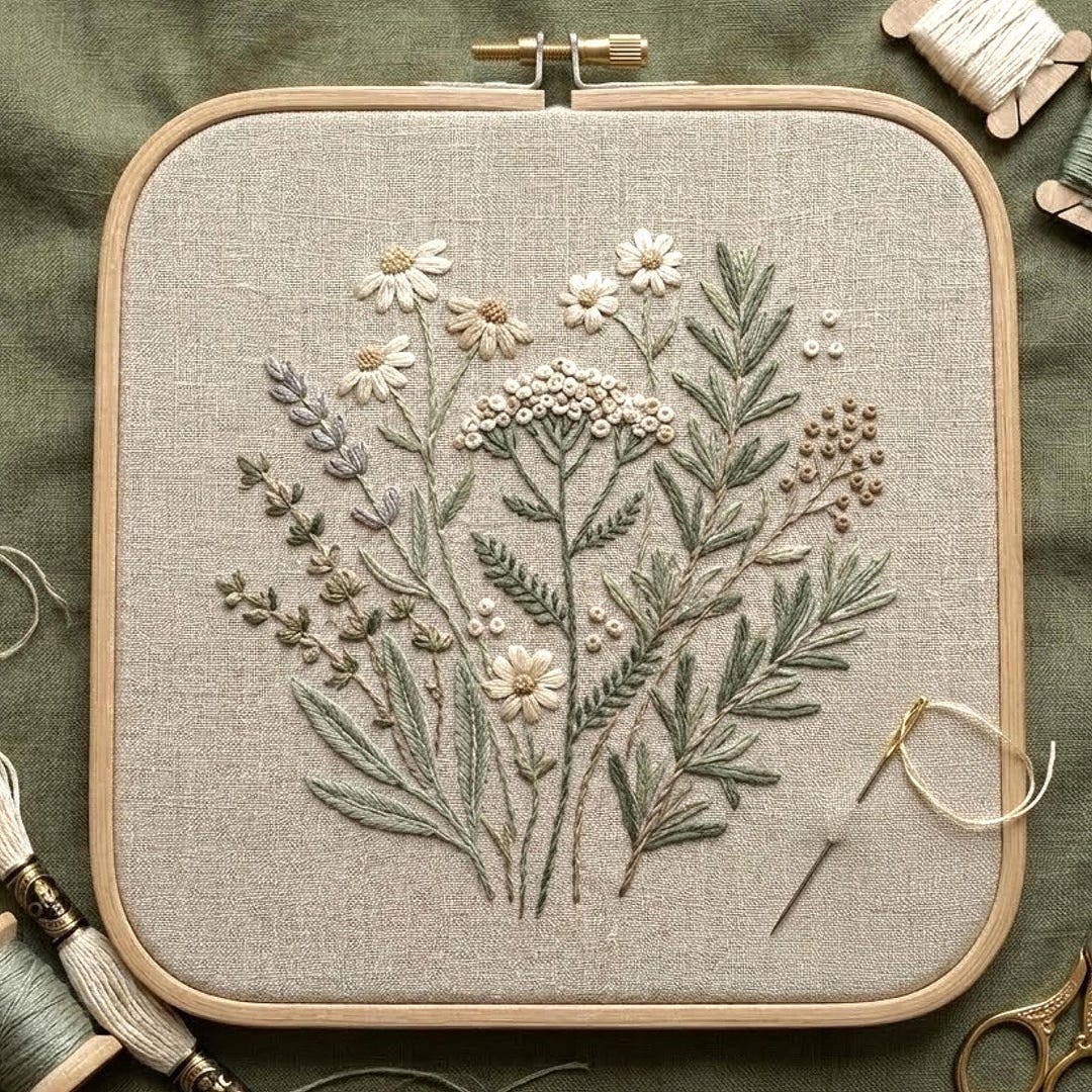 Minimalist Wildflower Embroidery Pattern, Botanical Floral Hoop Art ...