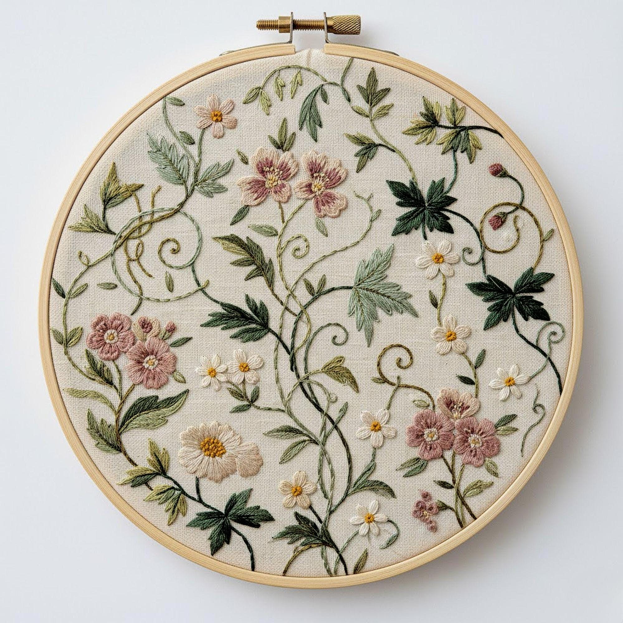 8/30迄　アメリMEDI VINTAGEFLOWER EMBROIDERY Vintage Embroidery Flower Art - Etsy