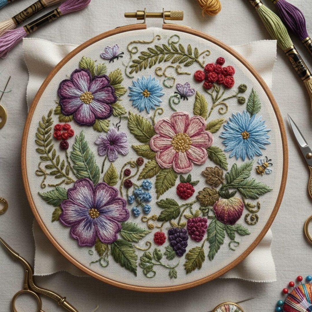 Vintage Floral Wreath Embroidery Pattern – Hand Embroidery PDF - Etsy