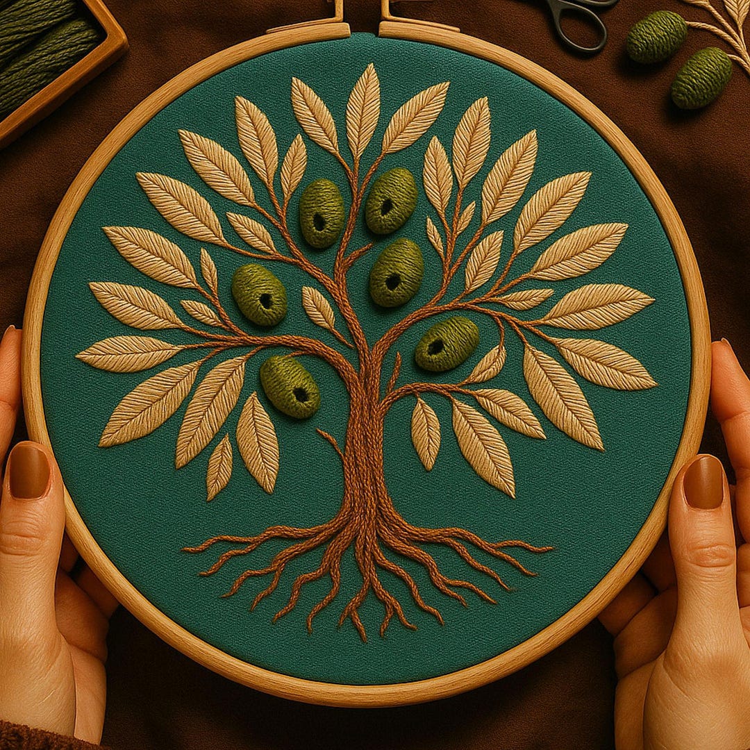 Modern Olive Tree Hand Embroidery Pattern: Beginner DIY (digital PDF ...