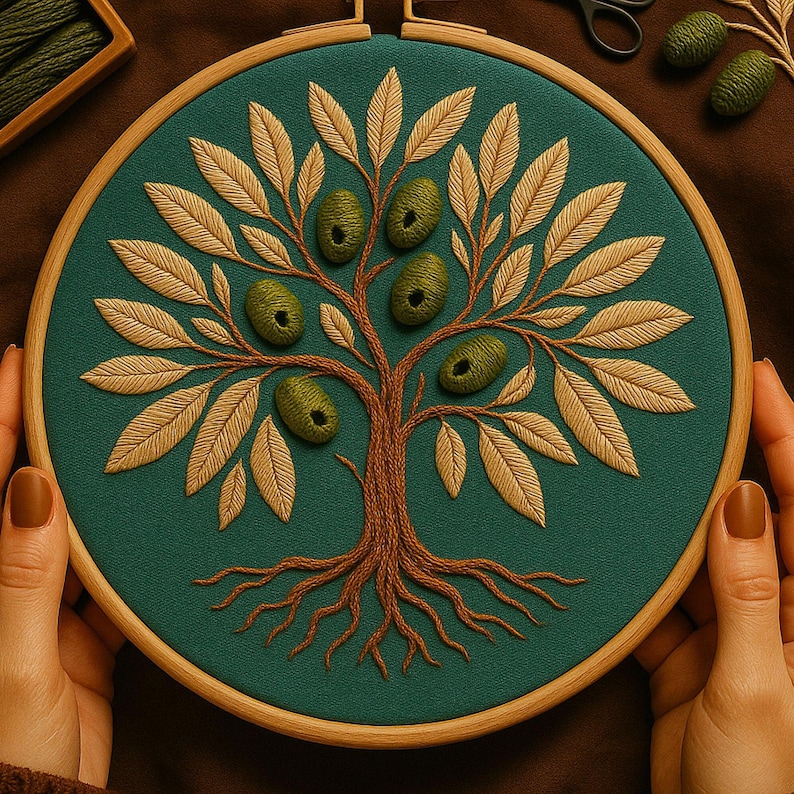 Modern Olive Tree Hand Embroidery Pattern: Beginner DIY (digital PDF ...