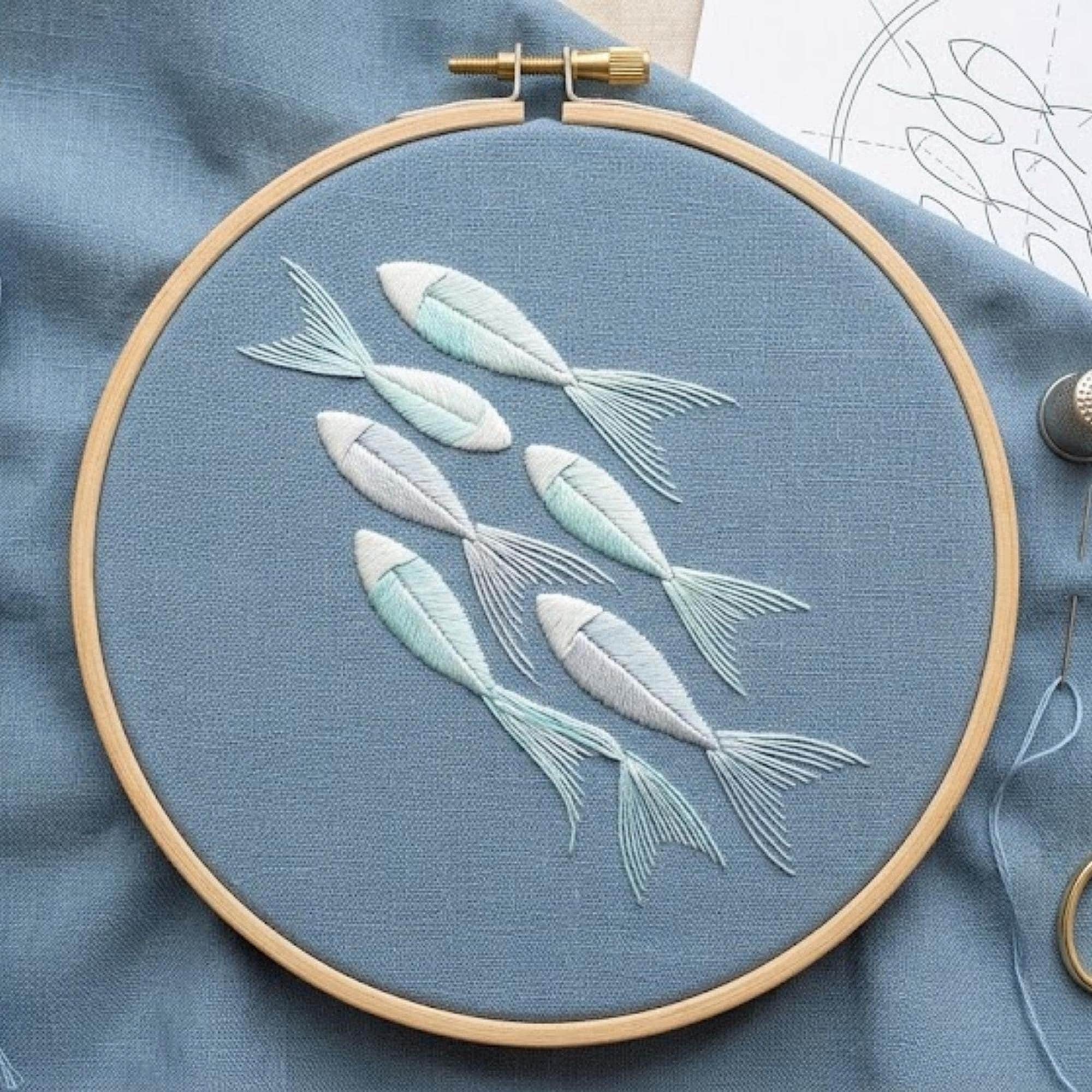 Fish Embroidary Pattern Minimalist Fish Embroidery Pattern, Coastal Hoop Art (digital Download ...
