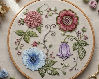 Vintage bloemenborduurpatroon – handborduurring kunst pdf