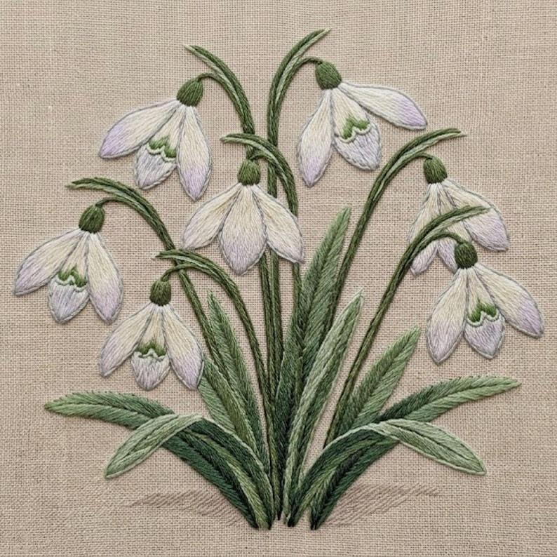 Snow Drop Pattern Snowdrop Embroidery Patterns, Spring Floral Hand Embroidery Design ...