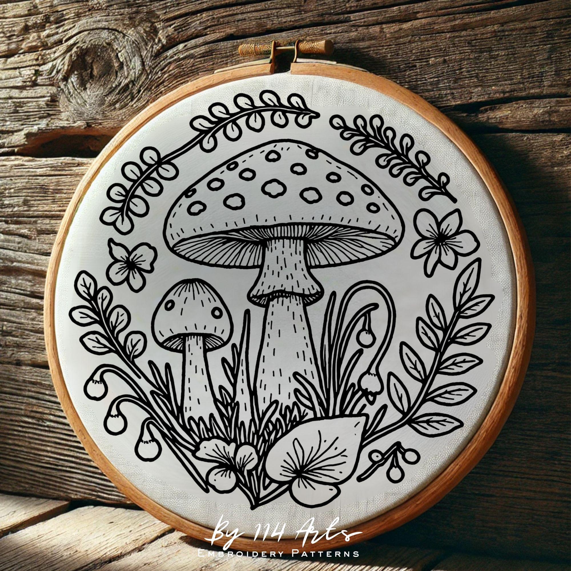 キノコの刺繍パターン：気まぐれな毒キノコアート（PDFパターン