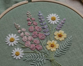 ブーケ刺繍パターン 愛の刺繍デザイン ロマンチックな刺繍パターン