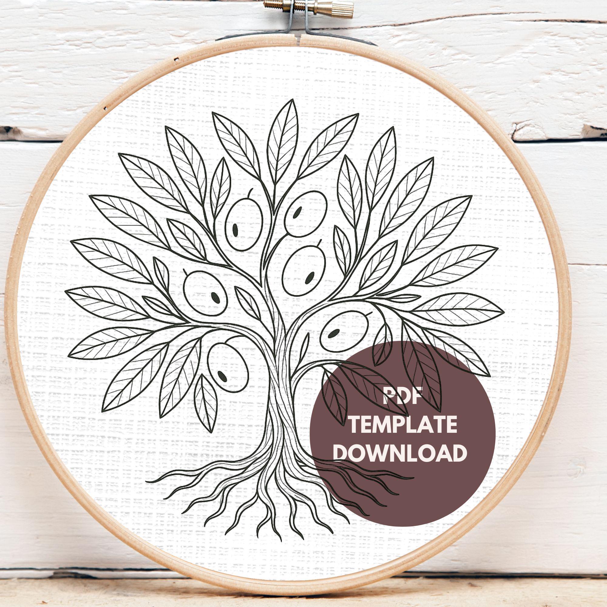 Modern Olive Tree Hand Embroidery Pattern: Beginner DIY (digital PDF ...