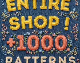 Whole Shop Hand Embroidery Pattern Bundle, Lifetime Access (Digital PDF Download)