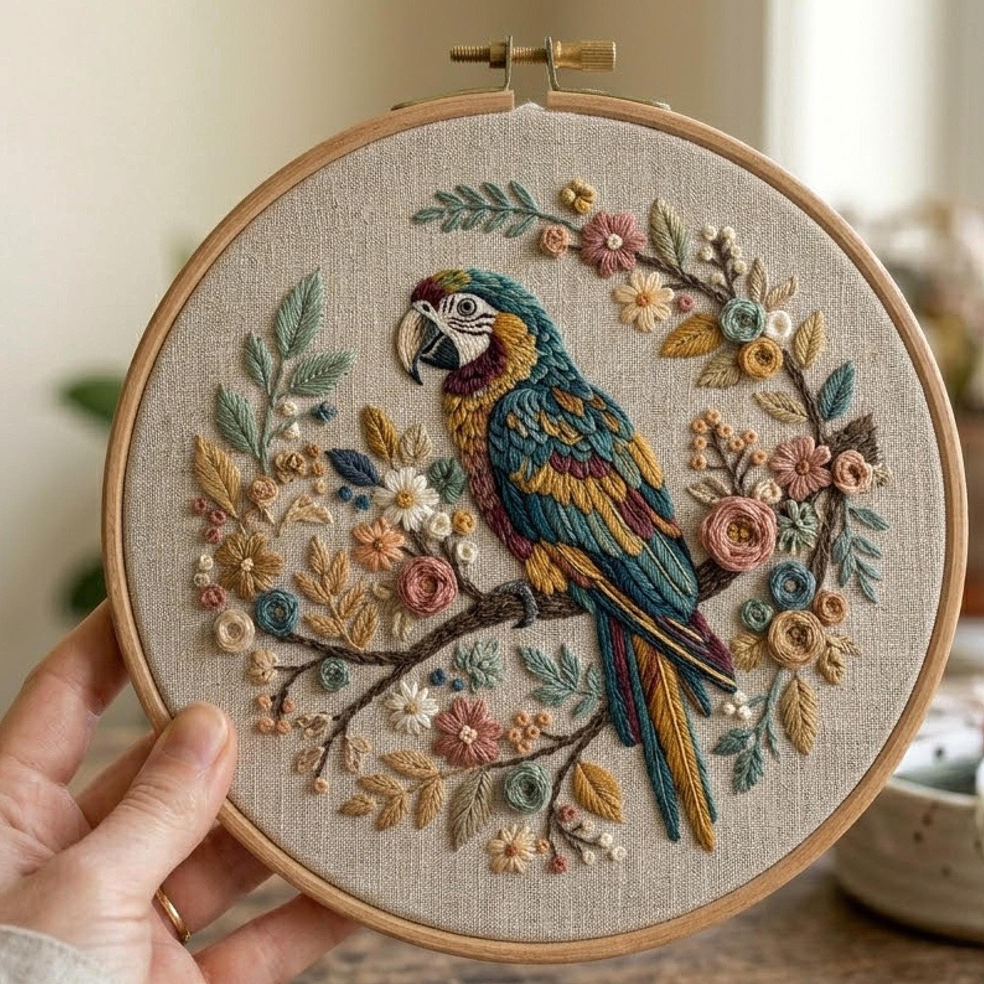 Crewel Parrot - Etsy