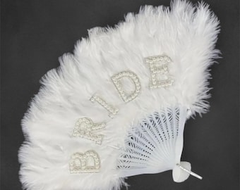 Bridal Shower Feather Fan, Wedding Accessory, Bride to Be Gift, Bridal Shower Gift, Personalized Feather Fan, Bridal Accessories