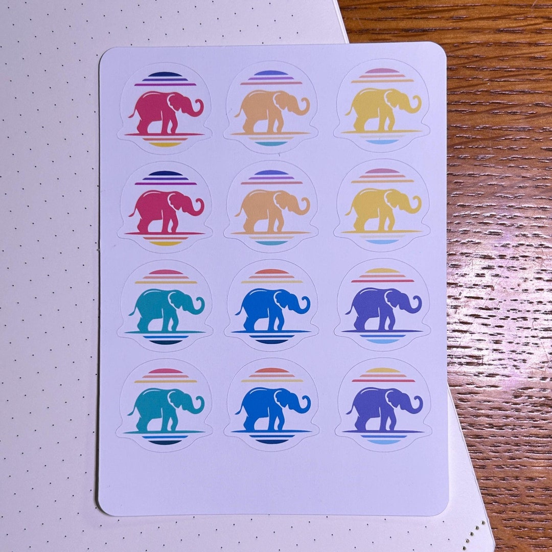 Ios Elephant Stickers Elephant Stickers, Elephants With Stripes, for Planners, Bullet ...