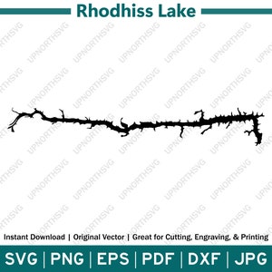 Rhodhiss Lake North Carolina Silhouette Map | SVG Vector Graphic File | Shape Outline Image | Cut, Engrave, or Print | pdf, eps, png