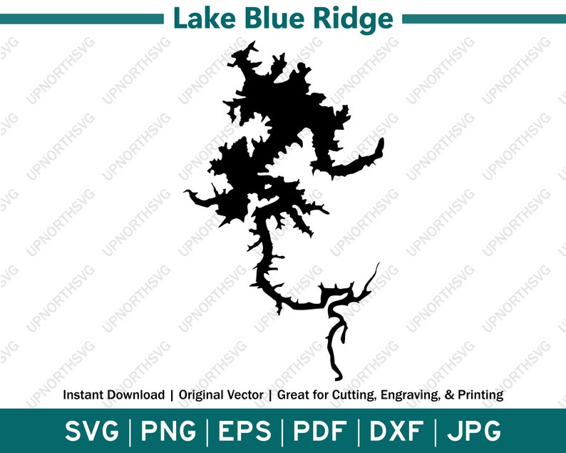Lake Blue Ridge Georgia Silhouette Map SVG Vector Graphic File Shape ...