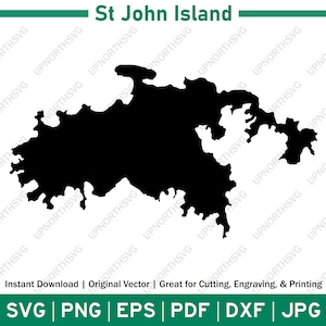 St John Island SVG, Mapa de Silhueta das Ilhas Virgens Americanas | Arquivo de Corte Gráfico Vetorial | Imagem de Contorno de Forma | Cortar ou Imprimir | pdf, dxf, eps, png