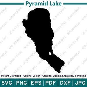 Piramidemeer Nevada kaart silhouet | Vectorkaartoverzicht | Knippen, graveren of afdrukken | Meerdecor | Svg, pdf, ai, eps, jpg, png