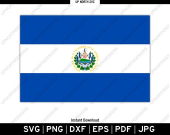 エルサルバドル国旗 | 中央アメリカの国の装飾 | 国旗 | カット彫刻プリント | svg、png、dfx、eps、pdf、jpg