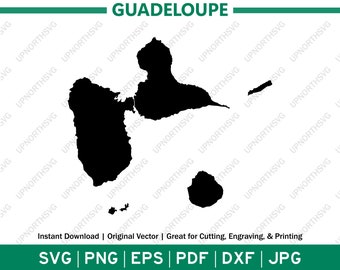 Guadeloupe Silhouette Carte Caraïbes France | Fichier graphique vectoriel SVG | Image contour de forme | Couper ou imprimer | pdf, dxf, eps, png