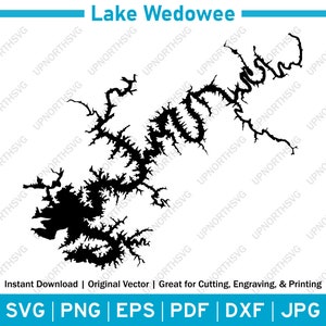 Lake Wedowee R L Harris Stausee Alabama Silhouette Karte | SVG Vektorgrafik-Datei | Form Umriss Bild | pdf, dxf, eps, png