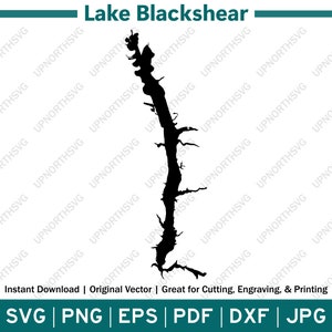 Lake Blackshear Georgia Silhouette Map | SVG Vector Graphic File | Shape Outline Image | Cut, Engrave, or Print | pdf, dxf, eps, png