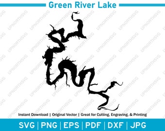 Carte de la silhouette du lac Kentucky de Green River | Fichier graphique vectoriel SVG | Image contour de forme | Découpez, gravez ou imprimez | pdf, dxf, eps, png