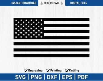 アメリカ国旗 SVG PNG - 黒のアメリカ国旗クリップアート - 昇華または
