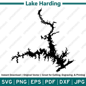 Lake Harding Georgia Silhouette Map | SVG Vector Graphic File | Shape Outline Image | Cut, Engrave, or Print | pdf, dxf, eps, png