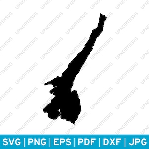 Silhouetkaart Gardameer, Italië | Vectorgrafisch SVG-bestand | Omtrekafbeelding vorm | Knippen, graveren of afdrukken | pdf, dxf, eps, png, svg