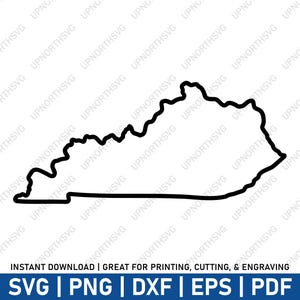 May include: Outline of the state of Kentucky. The outline is black on a white background.