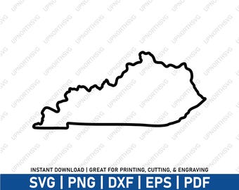 Simple Kentucky Wide Border Outline svg | KY Vector Map | USA State Outline | CNC Cricut Laser Cut Engraving File | pdf, ai, eps, png