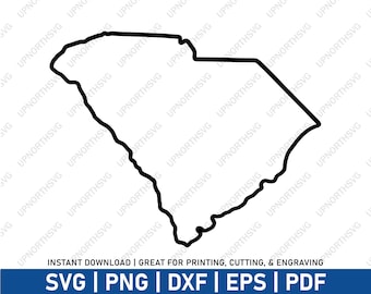 Simple South Carolina Wide Border Outline svg | SC Vector Map | USA State Outline | CNC Cricut Laser Cut Engraving File | pdf, ai, eps, png