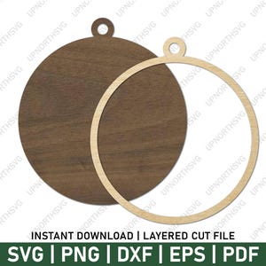 Ornamento em branco SVG | Arquivo de corte a laser de modelo faça você mesmo | Planos de artesanato de ornamento redondo | Decoração de Natal | Cricut Glowforge xTool | eps, dxf, svg